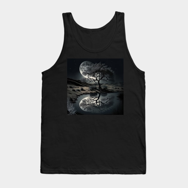 The shadows stretch, long and lean As the moonlight makes everything serene It bathes the earth in its silver glow And the night's secrets it doth show Tank Top by UmagineArts